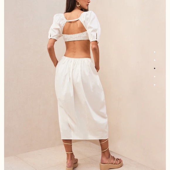 CULT GAIA ZOWIE CUT-OUT MIDI DRESS WHITE COTTON POPLIN FABRICATION SIZE 4 - Picture 4 of 16